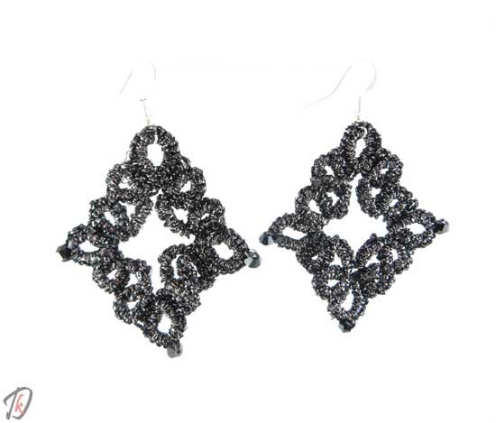 Lace black romb uhani/earrings