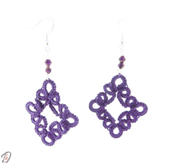 Lace purple romb uhani/earrings