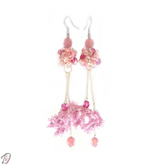 Lace pink Pulsatilla uhani/earrings
